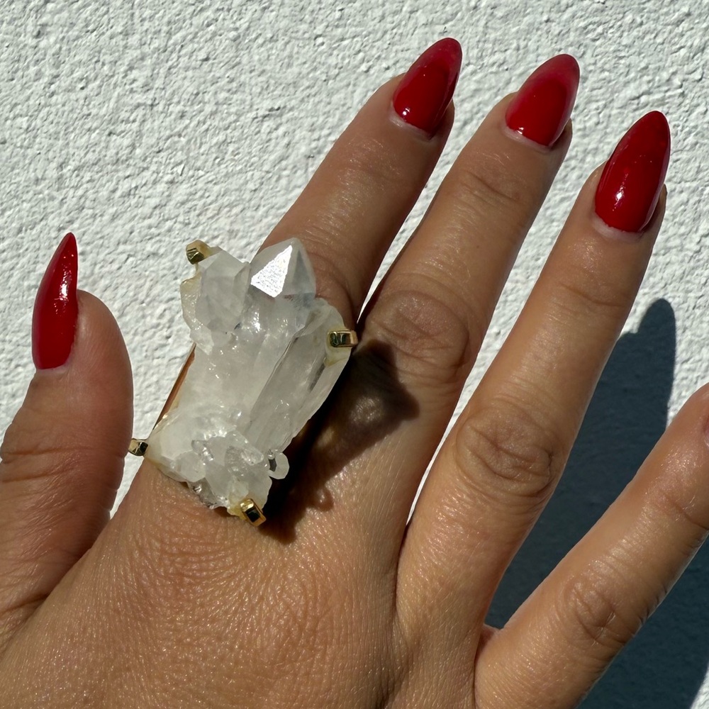 Quartz Crystal + Gold Ring